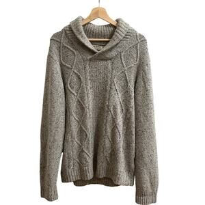 Luca Nobili Sweater Mens Large Gray Heather Shawl Neck Cable Knit Pullover Italy